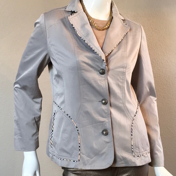 3-Bottom Front Nova Check Print Trim Blazer - Picture 1 of 8